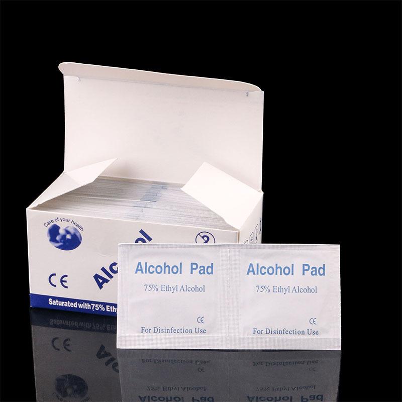 manicure implement disposable alcohol cotton piece 75% cleansing skin disinfection wipes alcohol pad 100 pieces mono-sheet tape