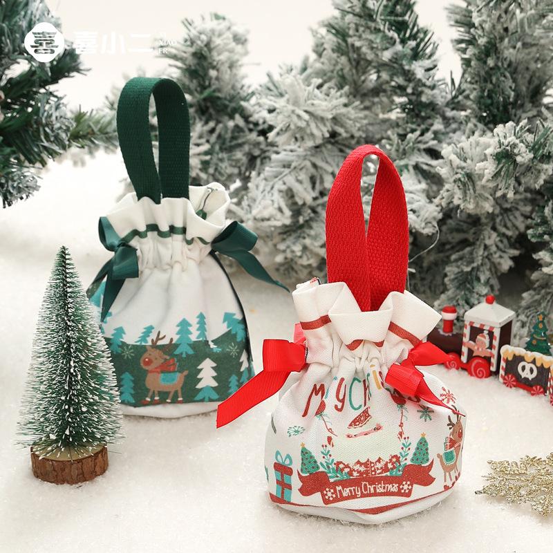 2023 new christmas apple box apple bag canvas reticule christmas eve christmas eve fruit gift packaging