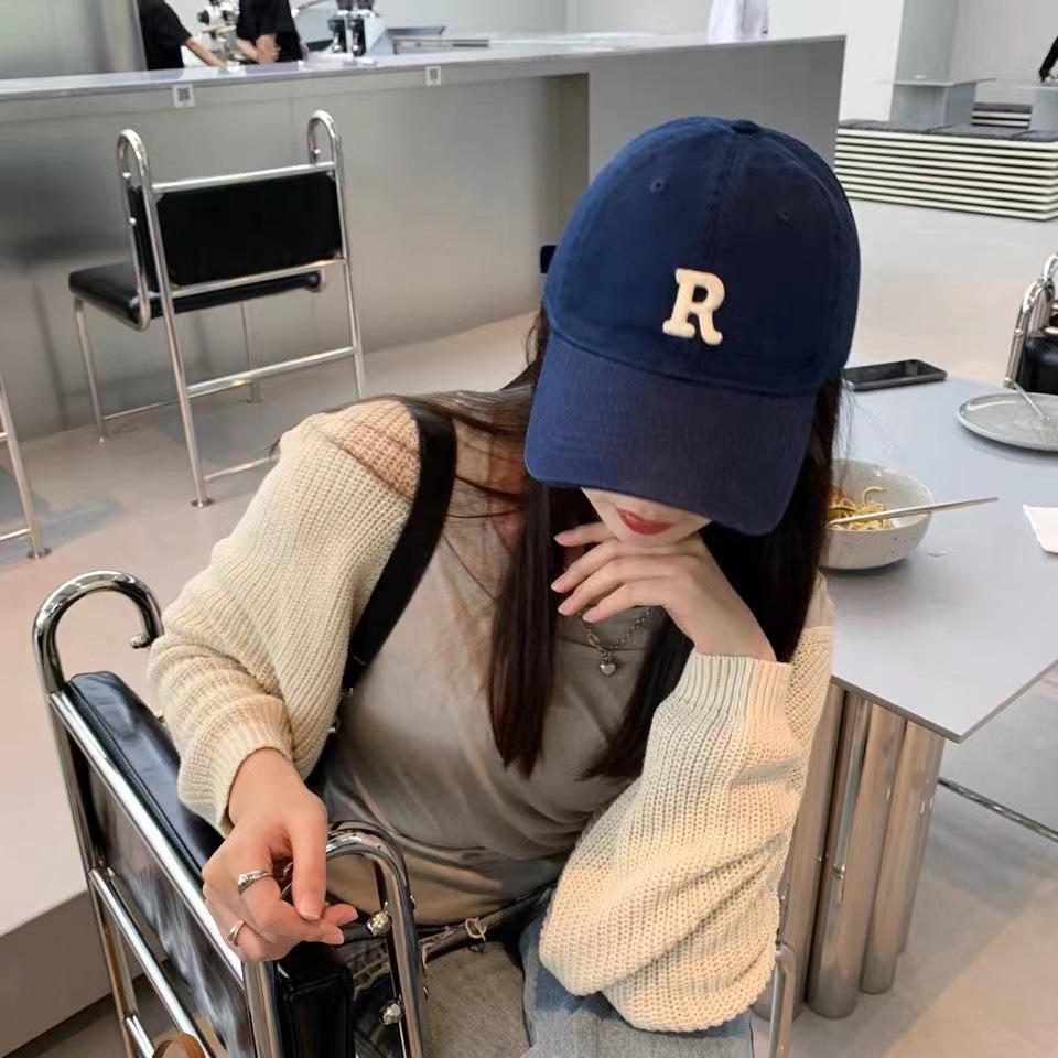 r stick ball cap new hat korean same style face-looking little wild peaked cap ins style western style sun hat internet famous hat Specification drawing