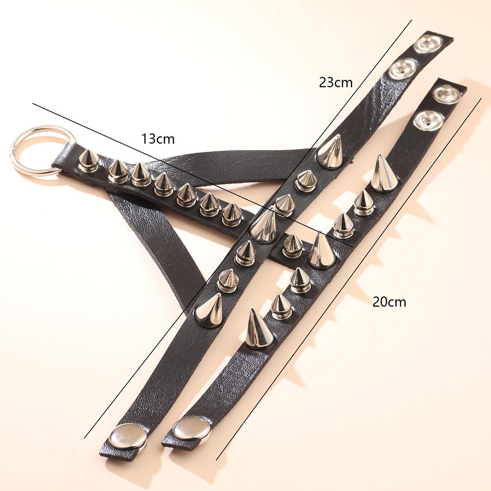 european and american style dark exaggerated bracelet artificial leather rivet street fashion bracelet trendy cool ring dual-use bracelet for women Specification drawing