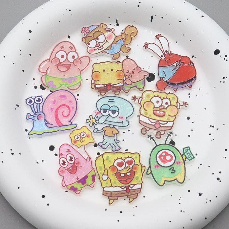 New Acrylic Cartoon Sponge Baby Hair Batch Hair Clips Hair Accessories Refridgerator Magnets Brooch Patch DIY Ornament Accessories