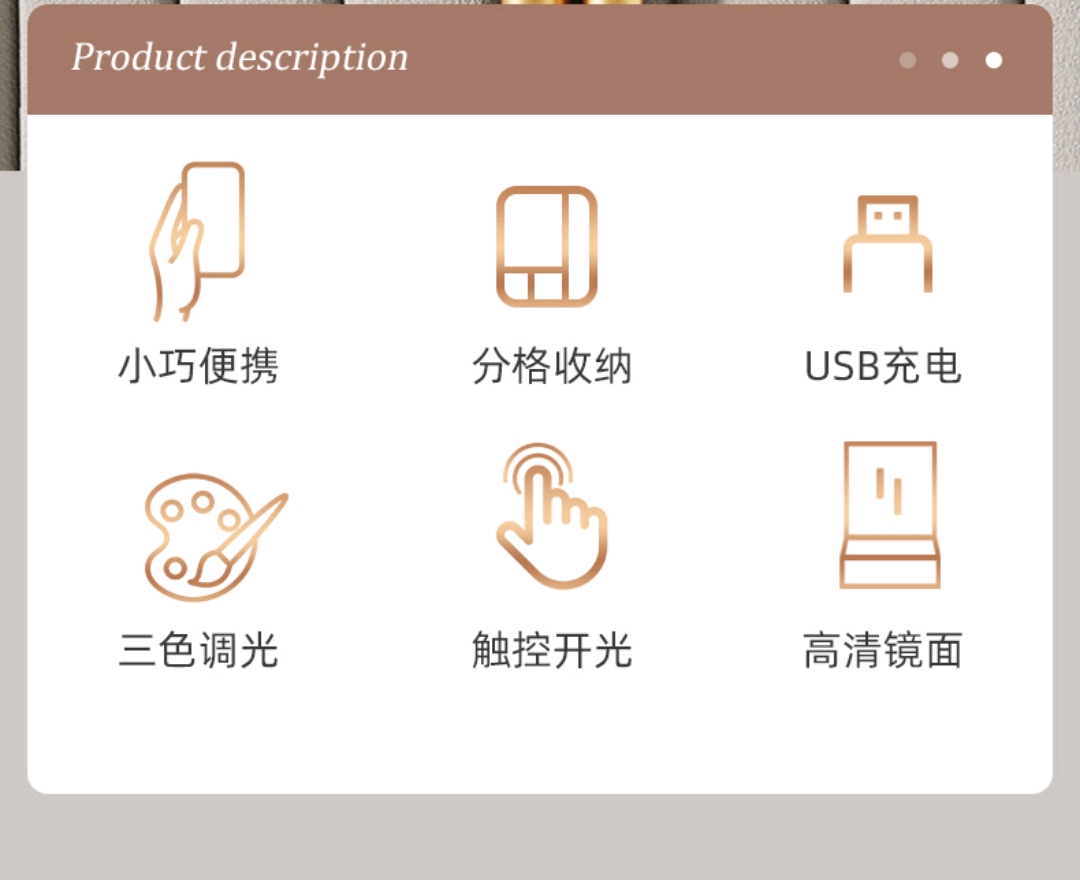 新款收纳化妆镜可折叠皮革LED美妆镜随身便携式手持镜子宿舍学生桌面简约台镜跨境批发详情图3