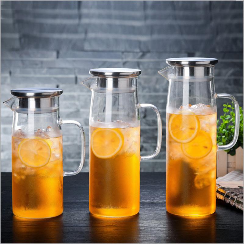 factory supply home cold water kettle borosilicate glass water pitcher large capacity juice pot water jug glass teapot