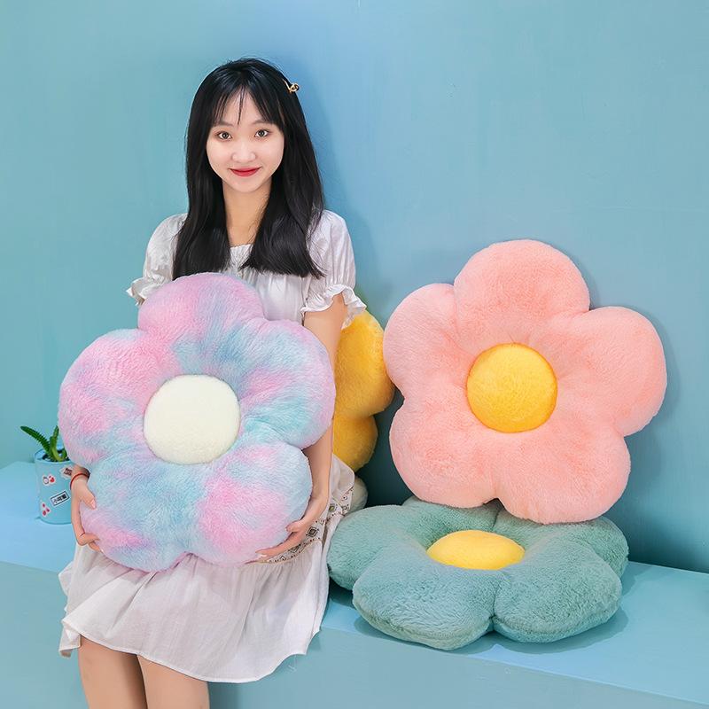 cross-border daisy flower cushion flower plush pillow seat cushion rabbit velvet nap pillow back pillow wholesale