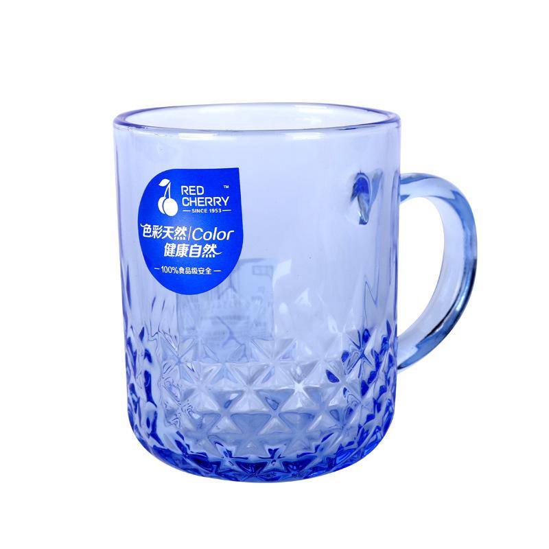 Wholesale Music Flower Color Handle Cup Glacier Cup Household Cup Color Rock Cup Glacier Pattern Color Gradient Glass Item Picture