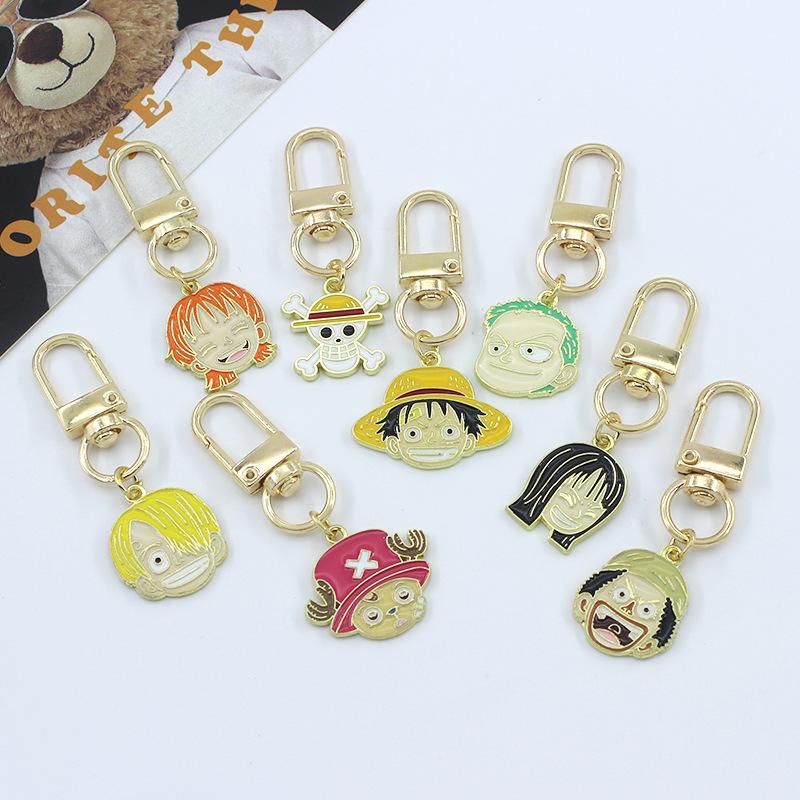 One Piece Peripheral Keychain Alloy Dripping Accessories Japanese Anime Two-Dimensional Couple Girls' Gifts Pendant