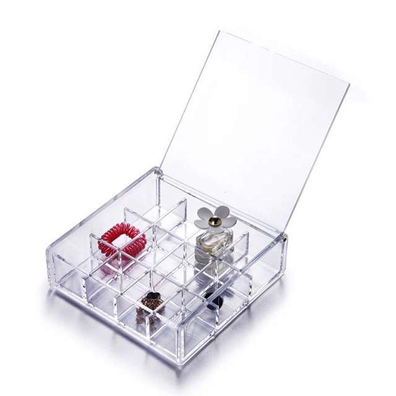 Transparent Acrylic Desktop Jewelry Box Flip 12 Grid Accessories Earring Storage Box Dustproof Cosmetic Organizing Box