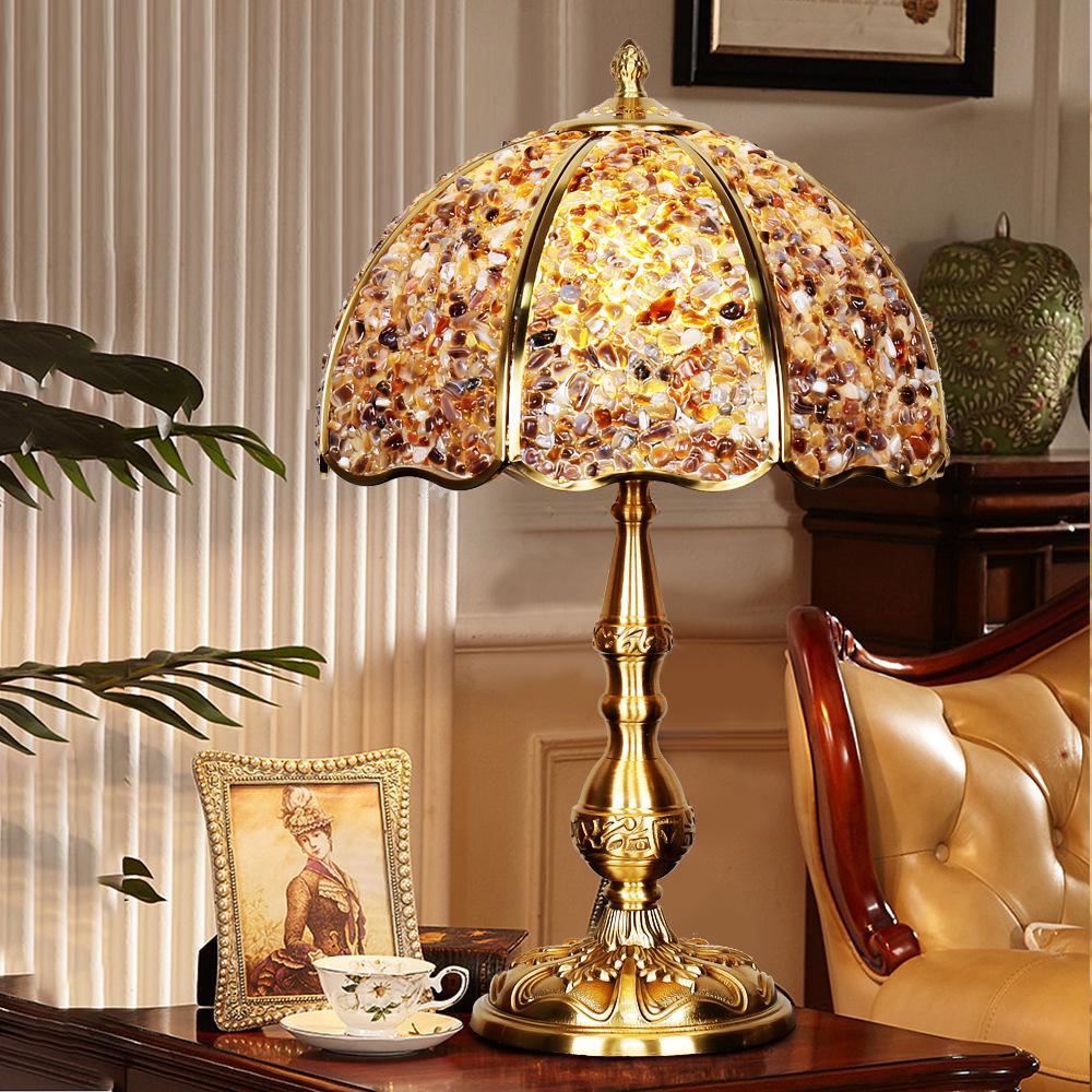 Natural Agate Pure Copper Table Lamp Bedroom Bedside Lamp Study Cafe Creative Table Lamp Entry Luxury Home Decorative Table Lamp