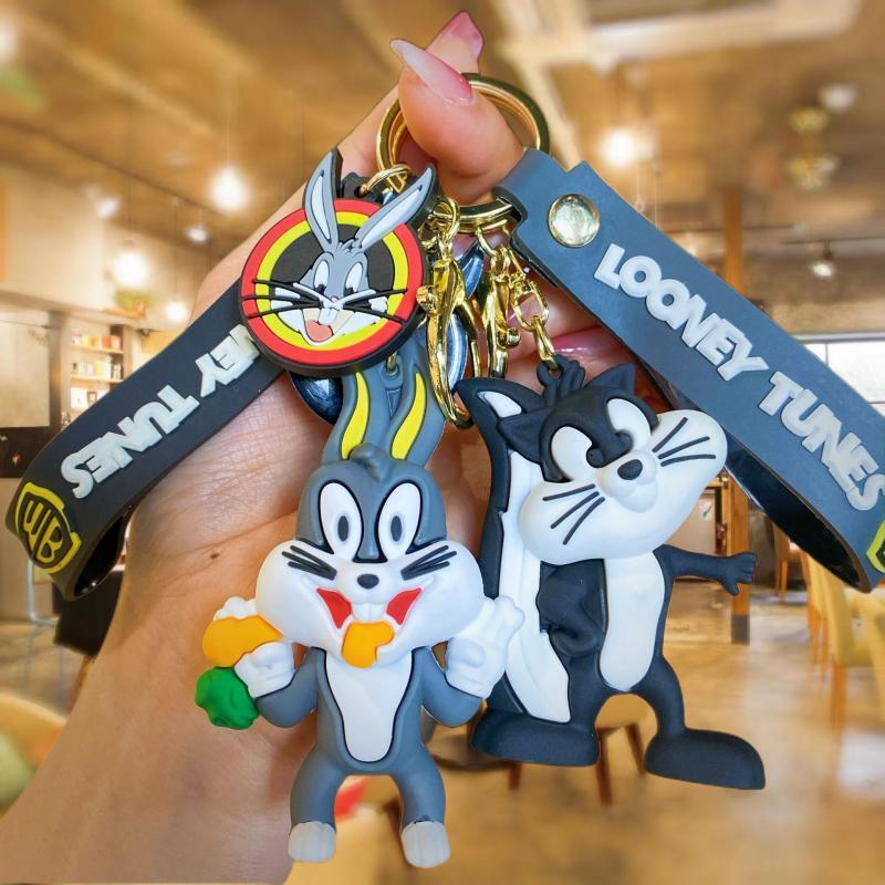 bugs bunny anime creative keychain delicate cute angry chicken car key chain pendant doll schoolbag pendant