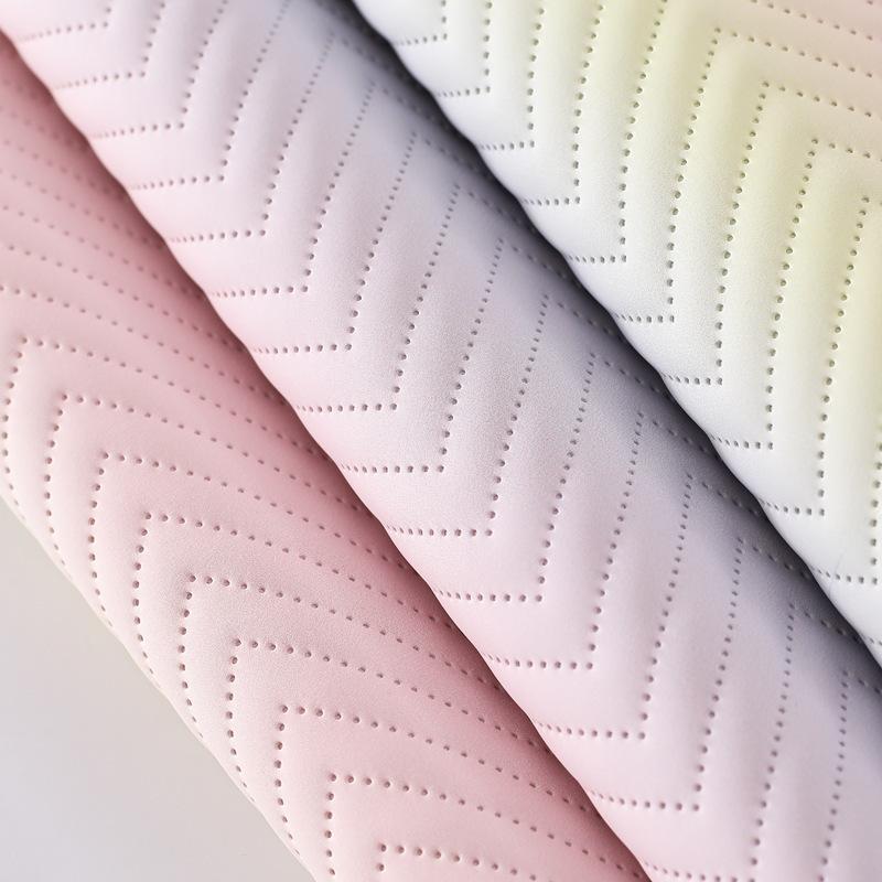 colorful ultrasonic quilted leather wave pattern gradient color cosmetic bag fabric magic color bag handbag artificial leather