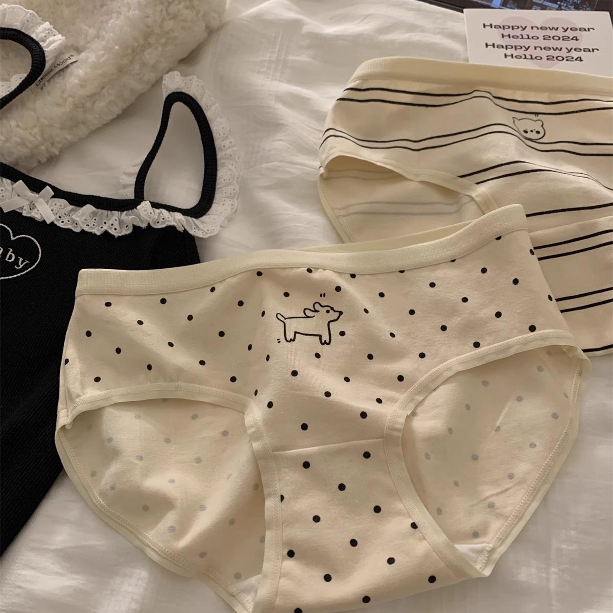 Cotton 5A Underwear ~ Baby Cotton Comfortable Soft Cute Printed Girl Student Mid-Waist Purified Cotton Underwear Female
