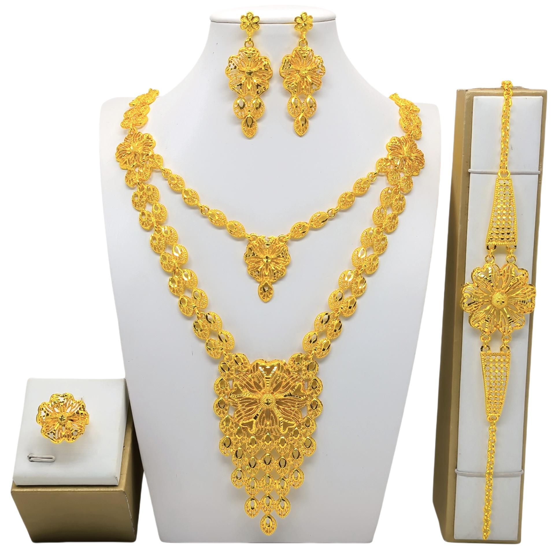 imitation copper jewelry suit bridal gift india dubai vietnam lady wedding decoration africa middle east in stock wholesale Item Picture