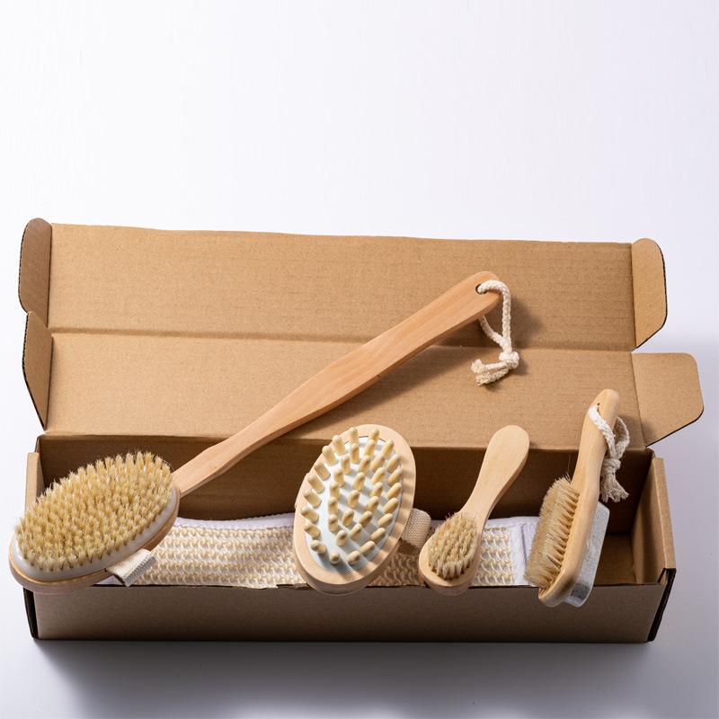 bath brush set bath brush wet and dry dual-purpose brush bath brush five-piece spa kit cleaning supplies in stock