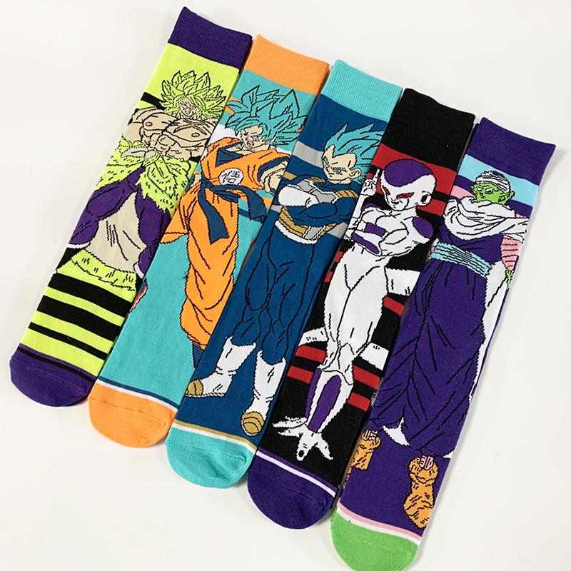 new european and american cartoon tube socks japanese style anime dragon ball sun wukong vegeta fashion trend cartoon socks