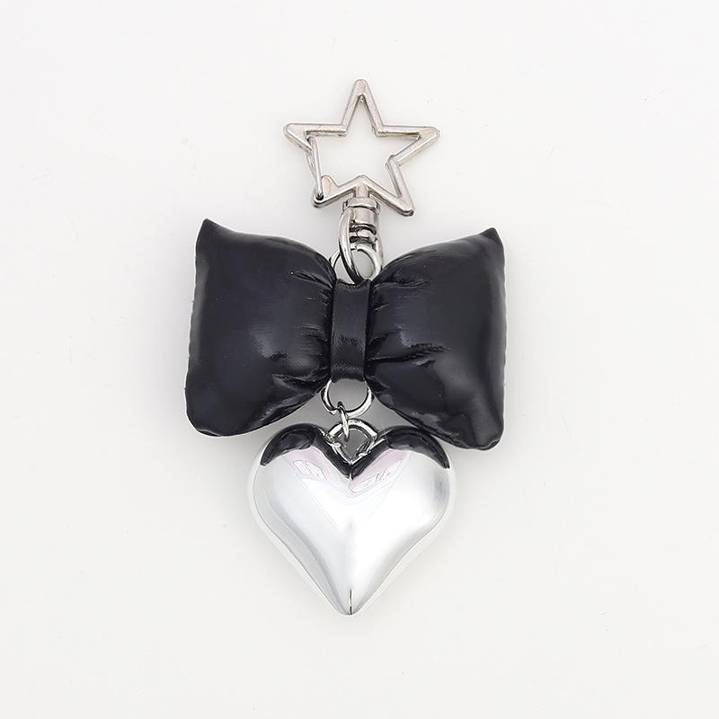 ins new artificial leather bow love pendant personality all-match five-pointed star ornaments bag keychain lanyard Item Picture