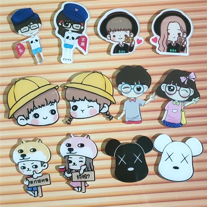customized acrylic badge ins cute couple brooch creative car charger patch bag accessories pin