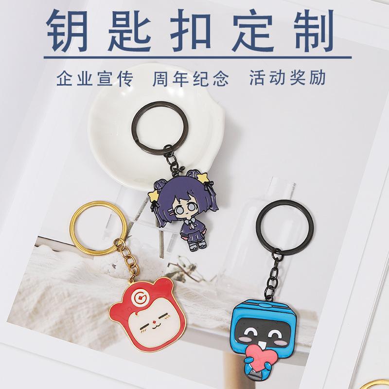 factory direct sales zinc alloy key ring customized paint key pendants dripping cartoon anime keychain pendant gift full figure