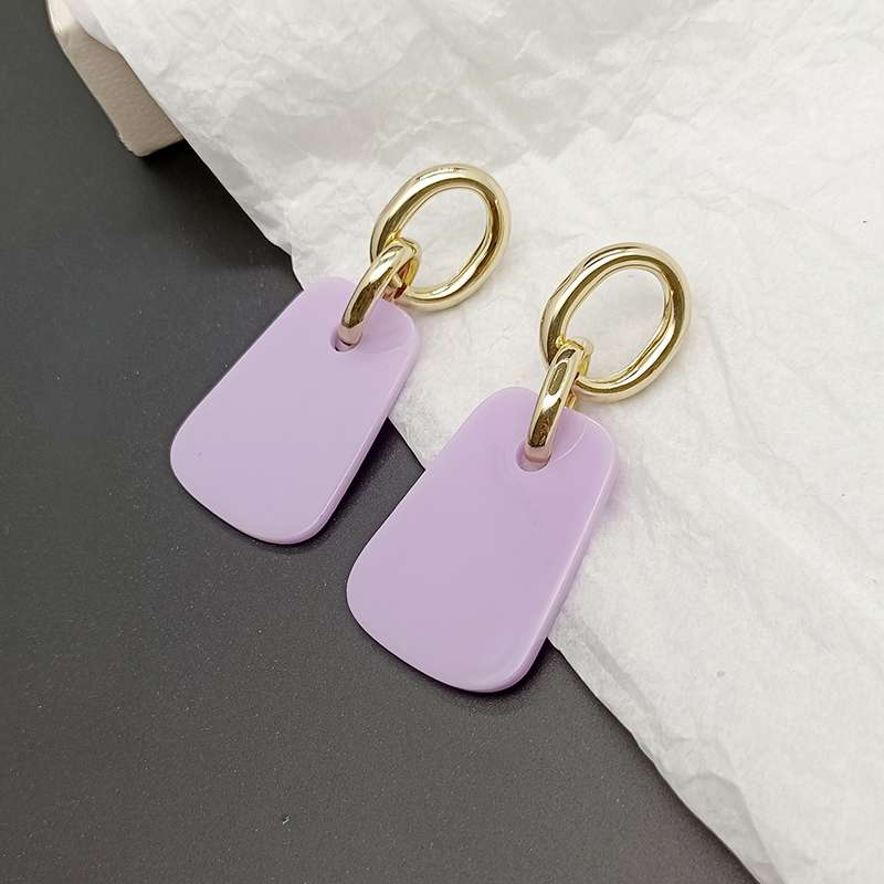 Exaggerated ear studs 925 silver needle, fashionable acrylic sheet long earrings, women's high-end feel, geometric face-slimming earrings and earrings Specification image
