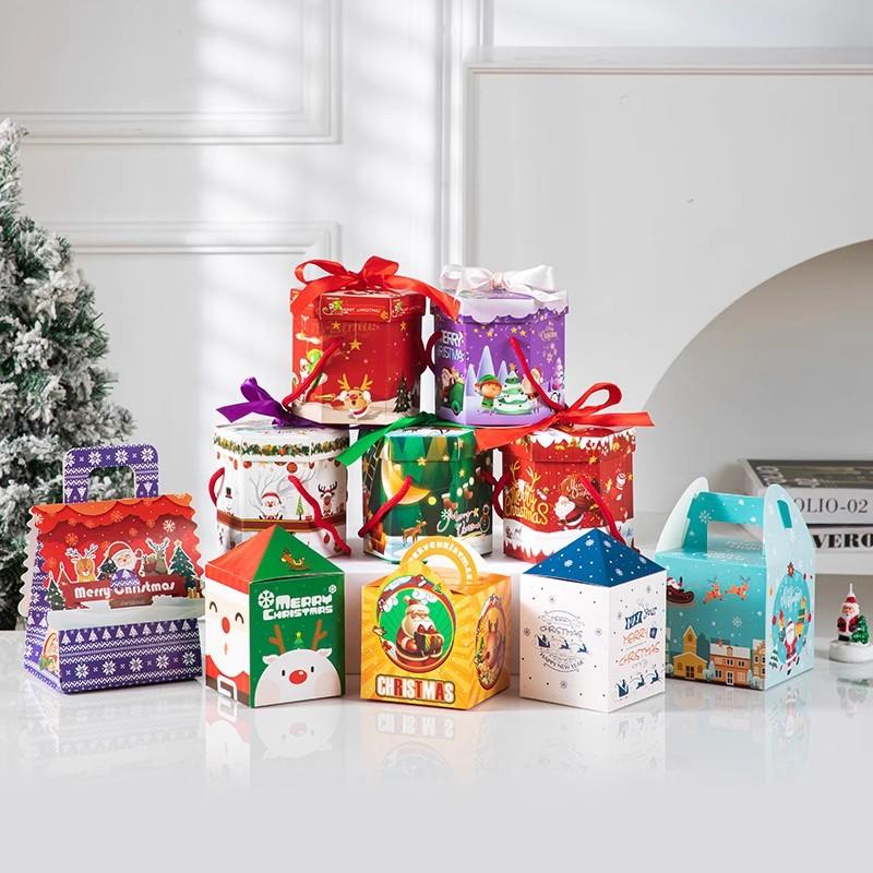 christmas eve fruit packing box christmas apple box small gift candy high-end hexagonal snow house christmas eve apple gift full figure