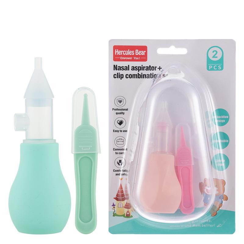 english packaging baby aspirator pump type newborn nose cleaner anti-backflow nasal aspirator nose clip combination