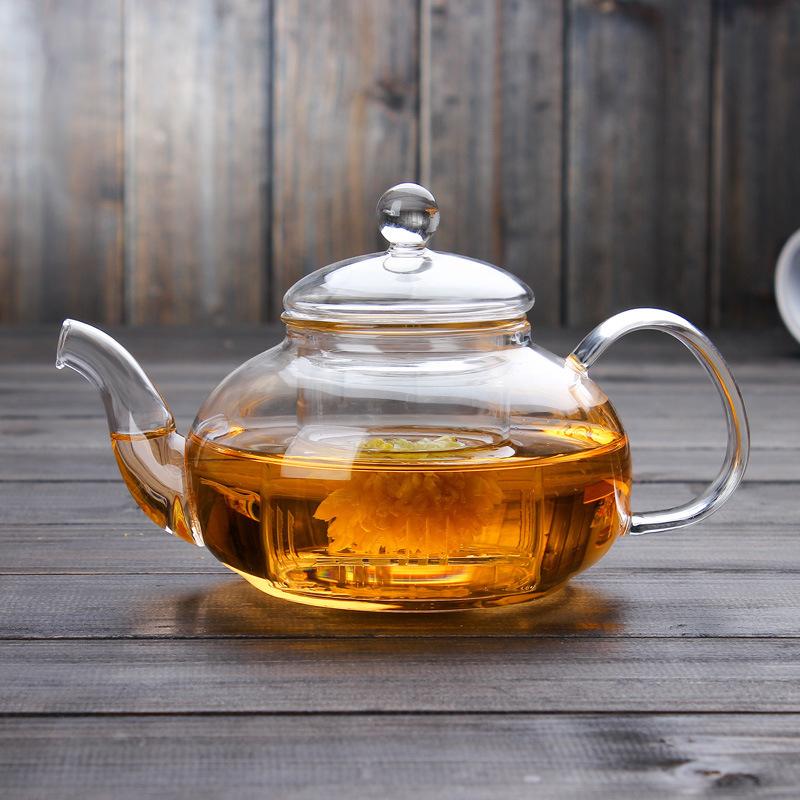 quantity discounts transparent borosilicate glass teapot lifting handle square household kung fu tea set strainer teapot