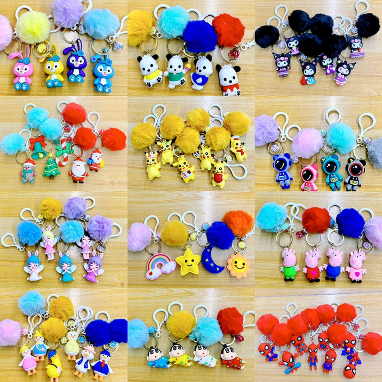 毛毛球钥匙扣挂件包包钥匙扣挂件PVC软胶公仔钥匙扣钥匙扣女2024可爱包挂