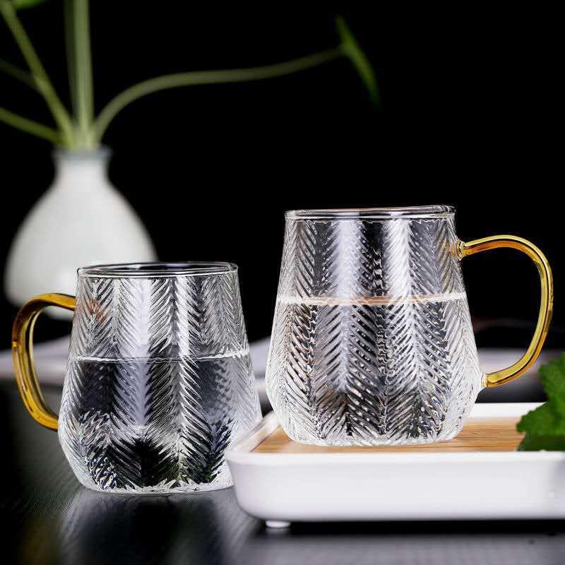 wheat grain glass thickened green-tea cup household water cup with handle juice cup