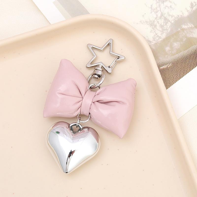 ins new artificial leather bow love pendant personality all-match five-pointed star ornaments bag keychain lanyard Specification drawing