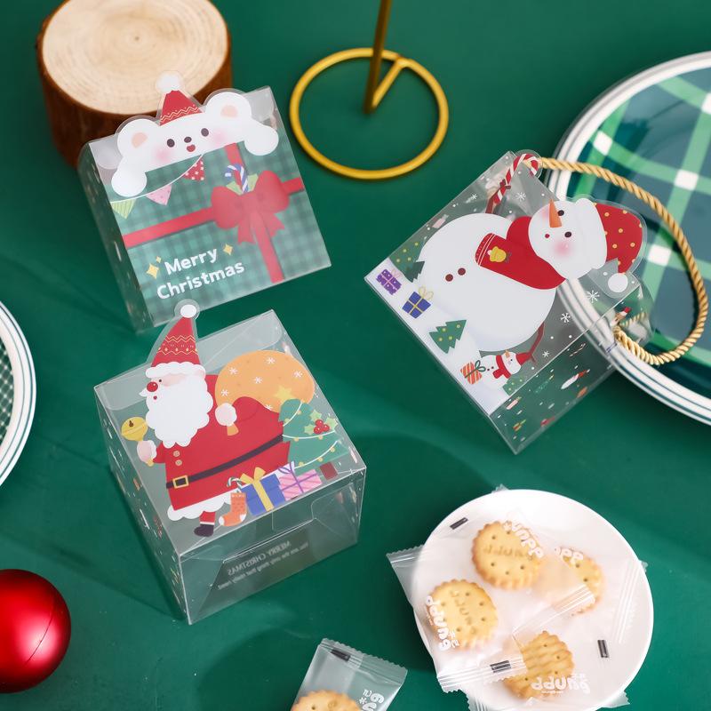 christmas transparent hand apple box christmas eve fruit packaging box cute cartoon candy box biscuit snack packaging box Application Scenario