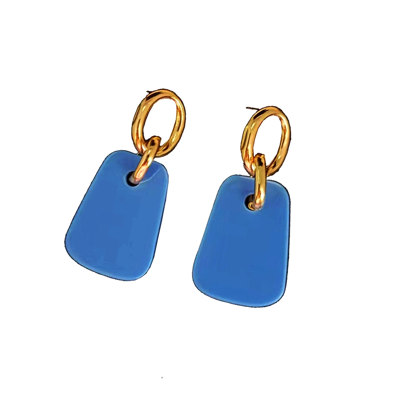 Exaggerated ear studs 925 silver needle, fashionable acrylic sheet long earrings, women's high-end feel, geometric face-slimming earrings and earrings Item Picture