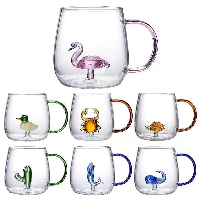 factory direct supply rose tulip heat-resistance glass three-dimensional creative fashion simple glass water cup Item Picture