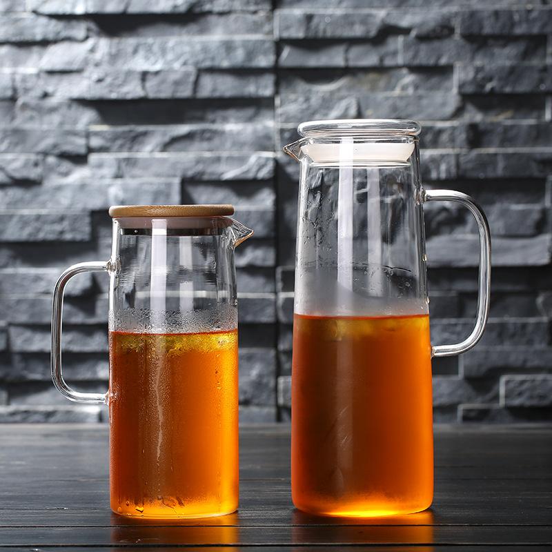 large capacity thick and high temperature resistant explosion-proof glass teapot straight body water pitcher home cold water kettle cold boiled water juice jug
