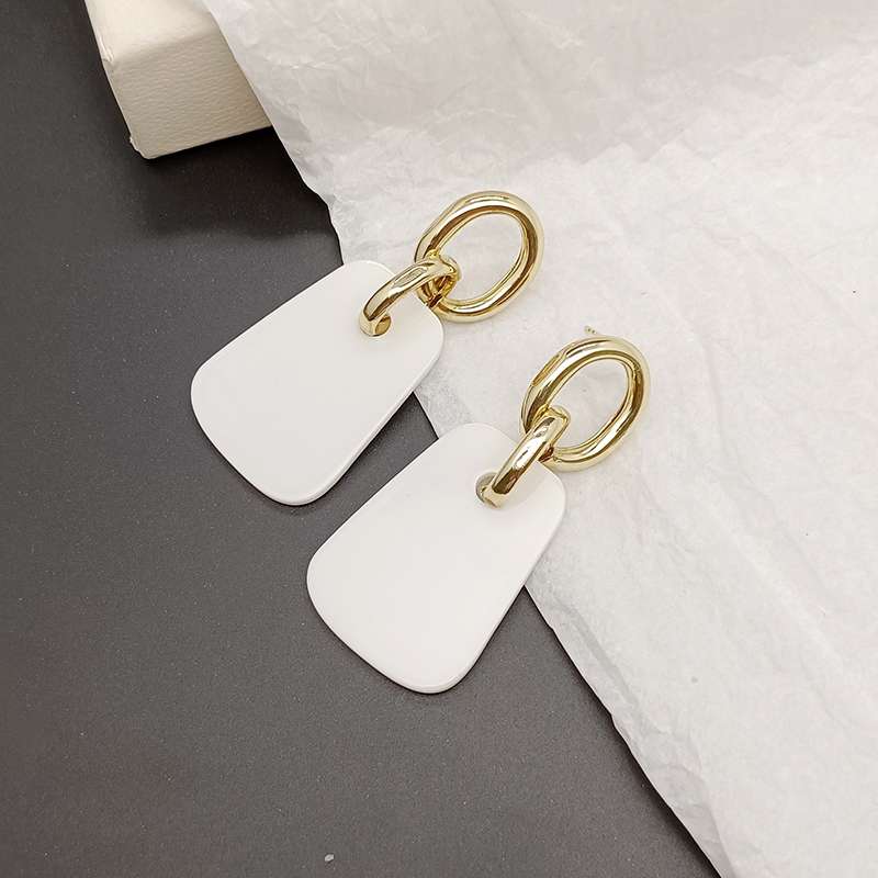 Exaggerated ear studs 925 silver needle, fashionable acrylic sheet long earrings, women's high-end feel, geometric face-slimming earrings and earrings