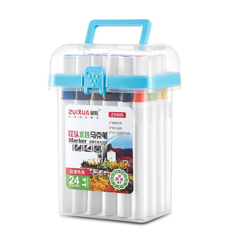 source factory double-headed mark 24 color 48 color anime painting watercolor pen water-based soft head marker package Item Picture