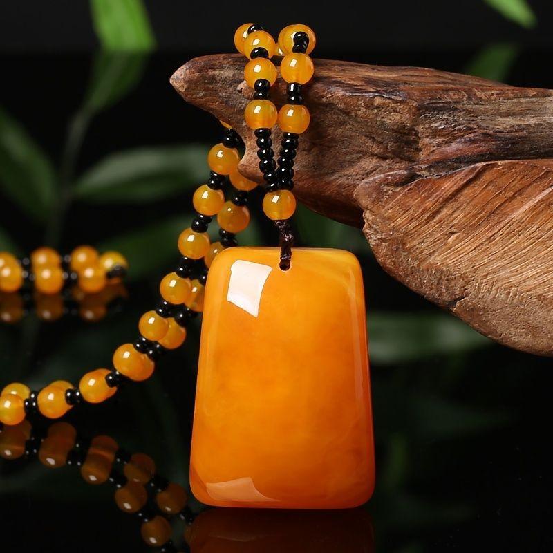 old beeswax sweater chain 10 yuan pattern red women's beeswax sweater chain beeswax matching necklace Specification drawing