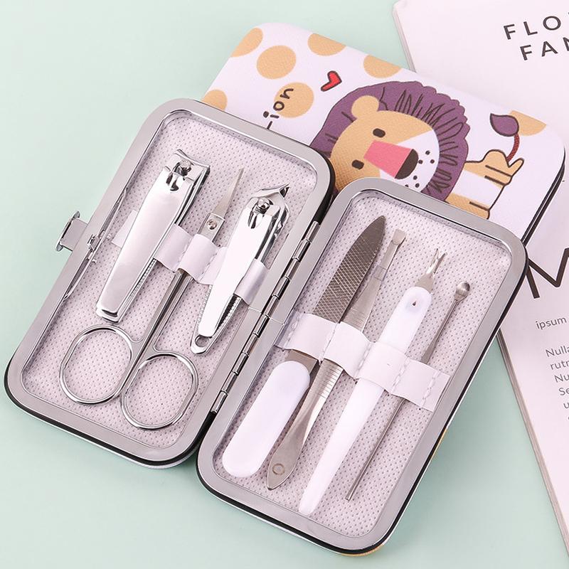 Fresh Cartoon Nail Clippers Suit 7-Piece Set Home Beauty Manicure Implement Student Gift Nail Scissor Set details Picture