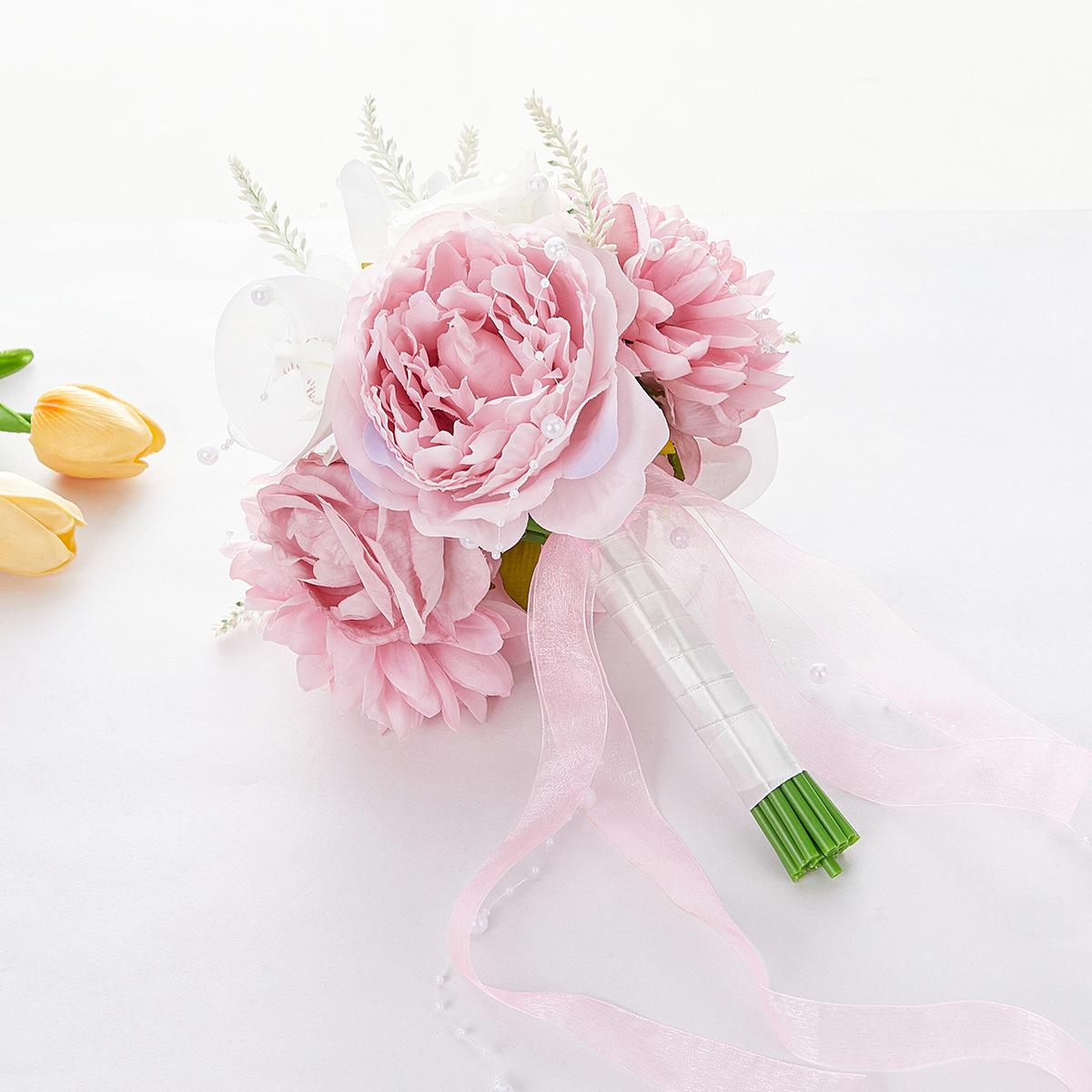 elegant pink pearl bridal bouquet wedding bride high sense peony bouquet new wedding photo beautiful bridal bouquet