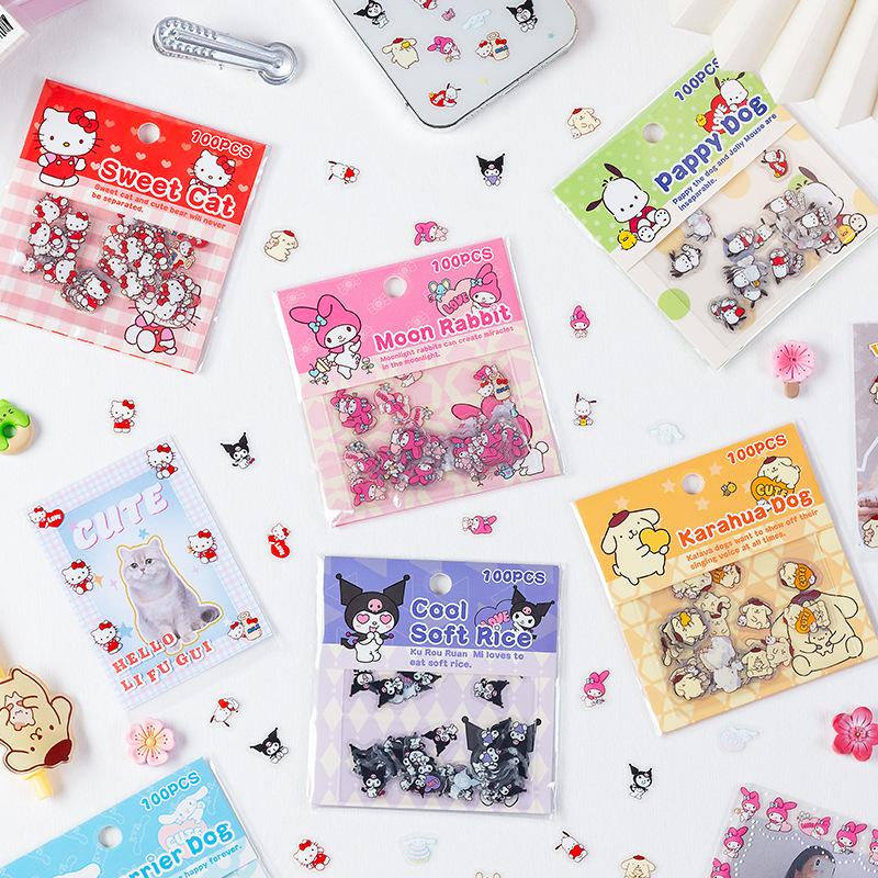 kawaii ou hand ledger sticker girl's cute sticker package waterproof pet children journal stickers cartoon stickers