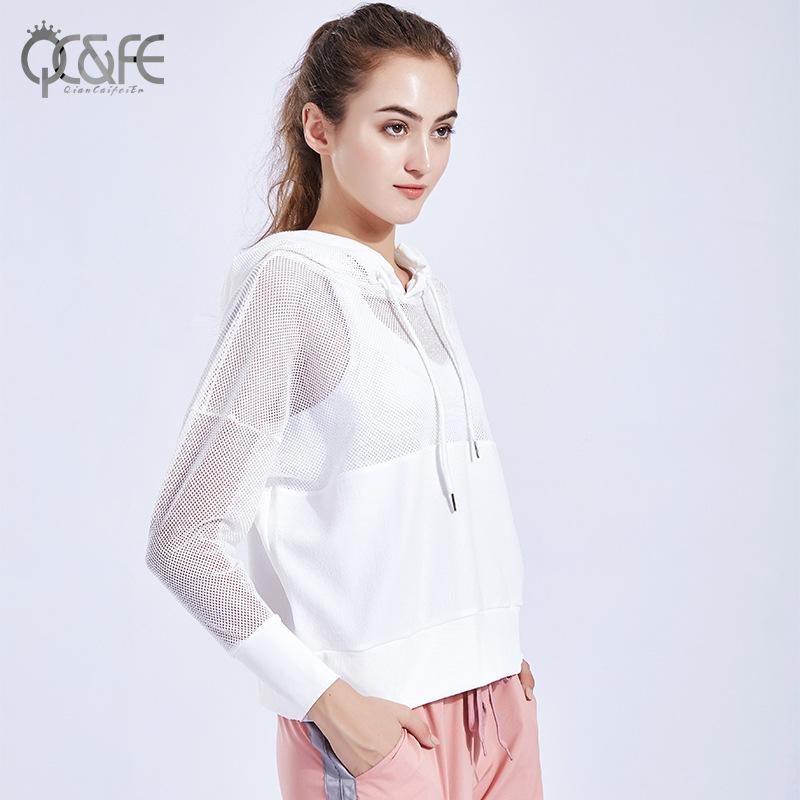 Spring Loose Casual Mesh Hooded Sunscreen Yoga Clothes Thin Sports Blouse Women's Running Breathable Workout Clothes Long Sleeve details Picture