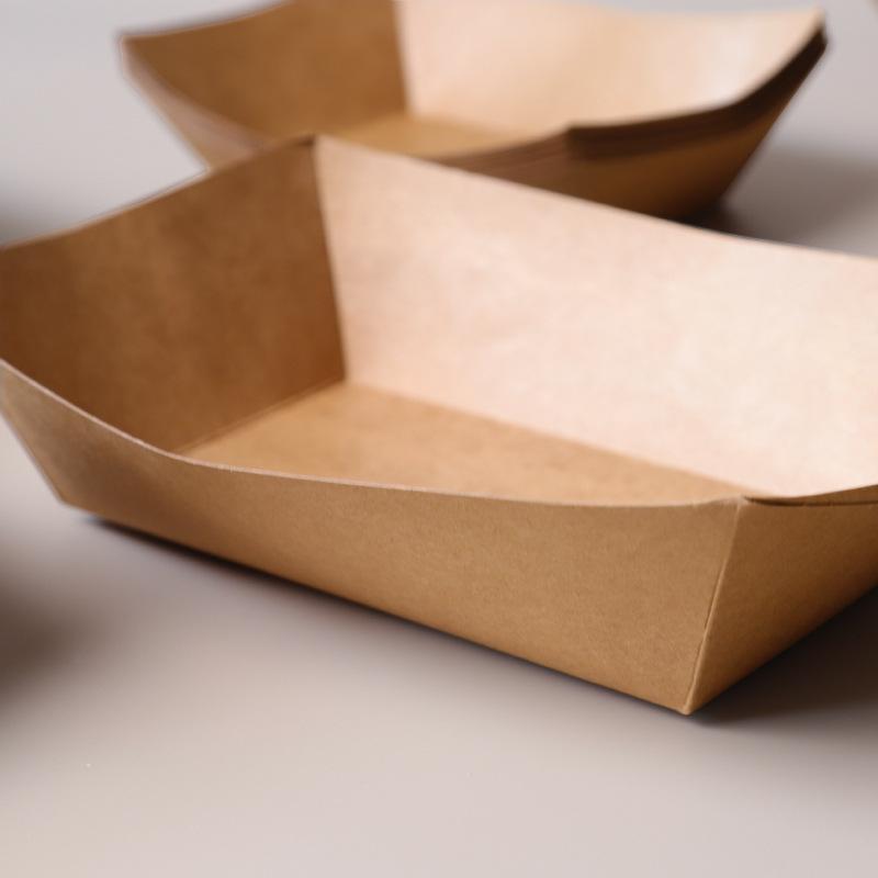 kraft paper paper food tray to-go box baking yam pasta disposable open box waterproof oil-proof kraft paper to-go box degradable