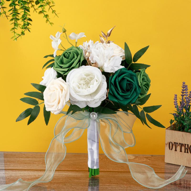 new foreign trade bridal bouquet finished bouquet artificial rose artificial wedding bouquet wedding props wholesale