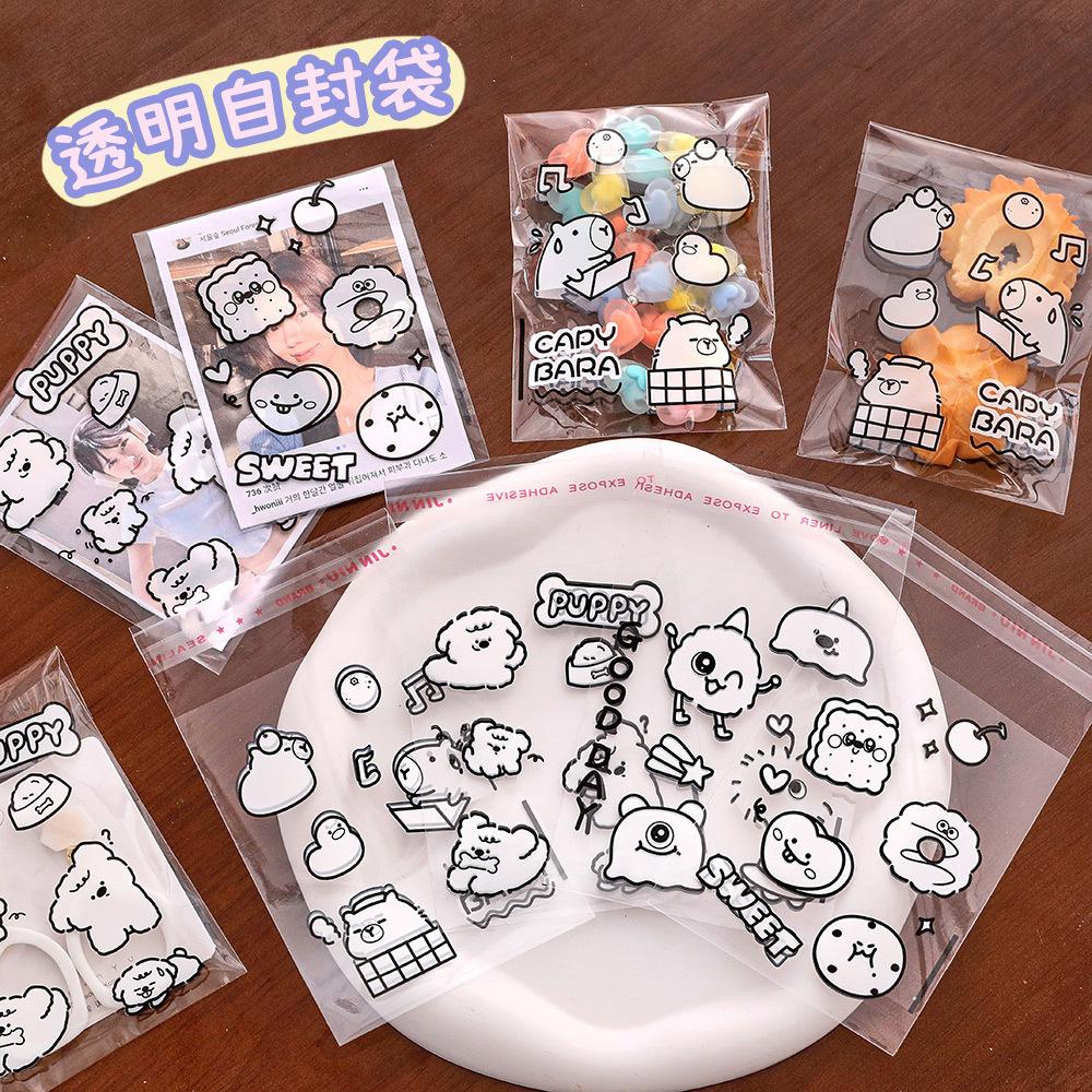 cartoon capibara ziplock bag cute baking candy biscuits plastic pouch transparent self-sealing packing bag