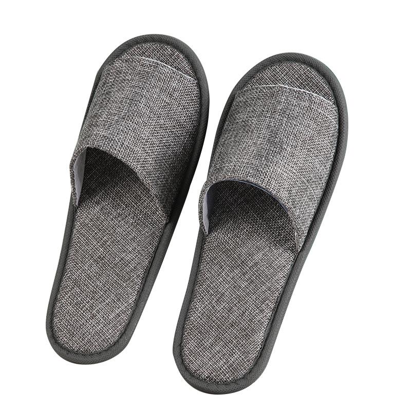 in stock wholesale hotel slippers disposable linen cotton thickened non-slip bed & breakfast beauty salon hotel slippers Item Picture
