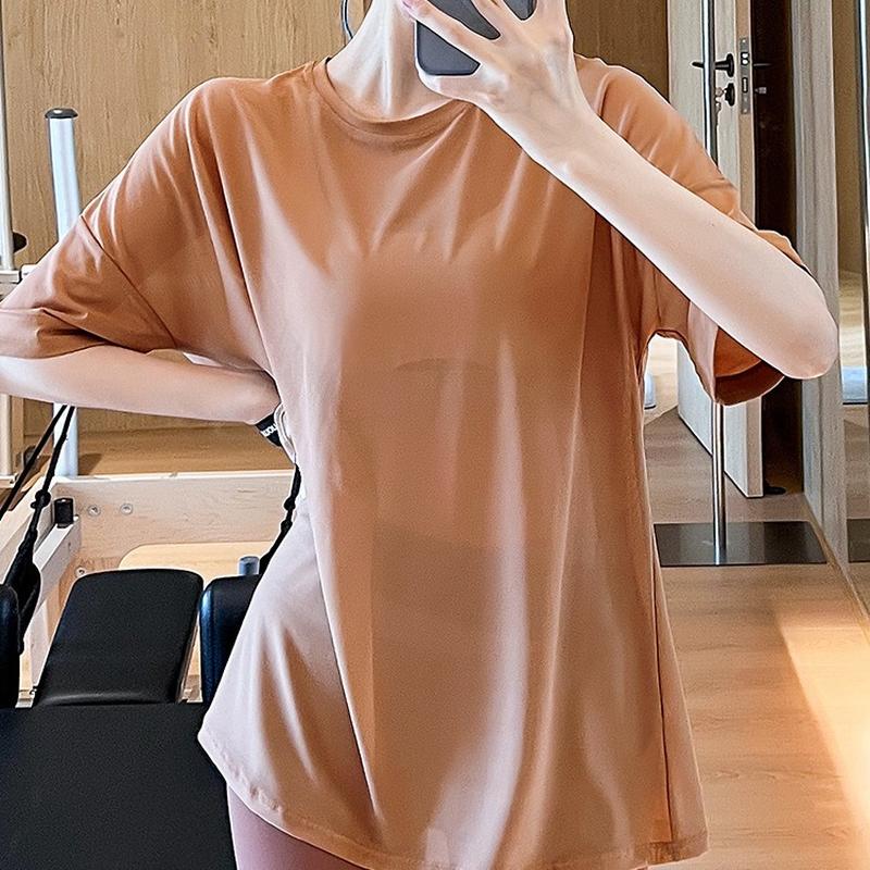 2024 mesh breathable quick-drying workout clothes loose running sports short-sleeved blouse slimming yoga jacket Application Scenario