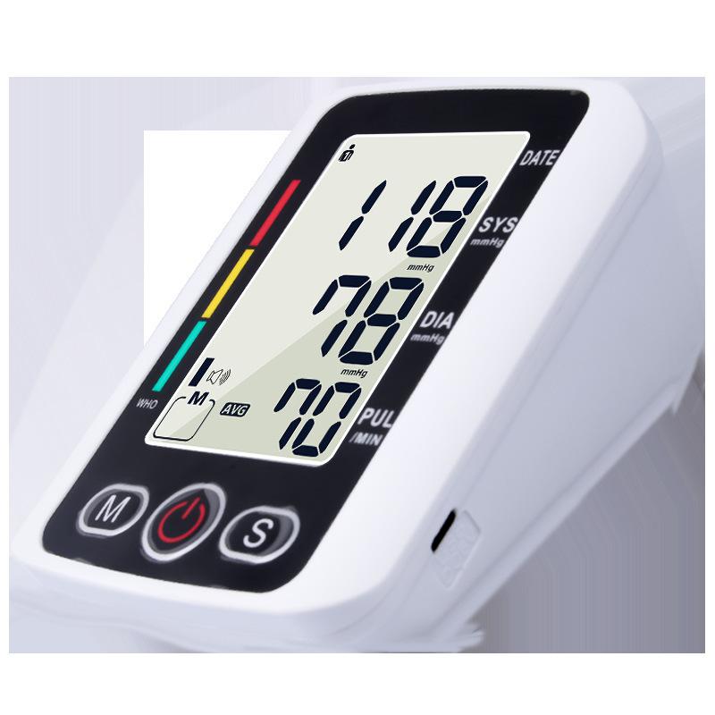 sphygmomanometer foreign trade electronic blood pressure meter household arm tied measurement electronic voice broadcast digital display sphygmomanometer Specification drawing