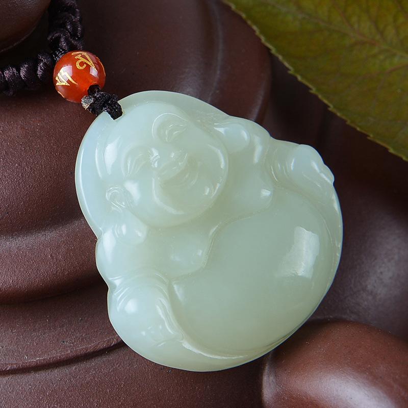 Hetian Jade a Goods Buddha Maitreya Buddha Pendant Big Belly Smiling Buddha Pendant Handmade Large, Medium and Small Jade Buddha Pendant