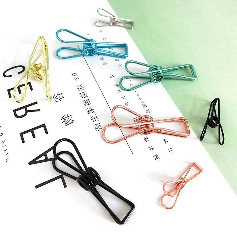 Electroplated Bright Color Binder Clips Rose Gold Binder Clips Retro Hollow Metal Binder Clips Hand Account DIY Bill Clip