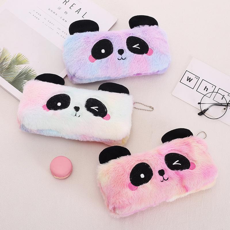 cross-border new arrival panda large capacity zipped pencil bag cartoon creative simple schoolgirls' stationery pencil case factory wholesale