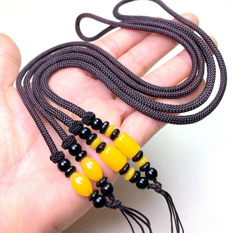 pendant rope necklace rope pendant rope beeswax pendant necklace rope crystal amber emerald jade pendant lanyard wholesale full figure