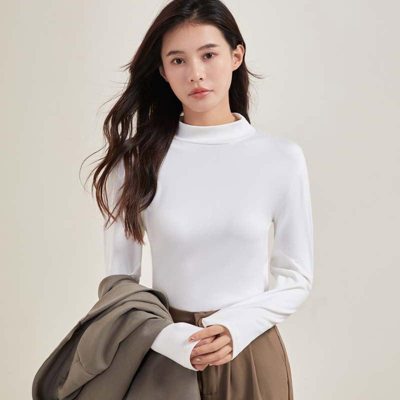 new autumn and winter half-high collar dralon bottoming shirt women's long sleeve single blouse keep warm inner match top 126 Specification drawing